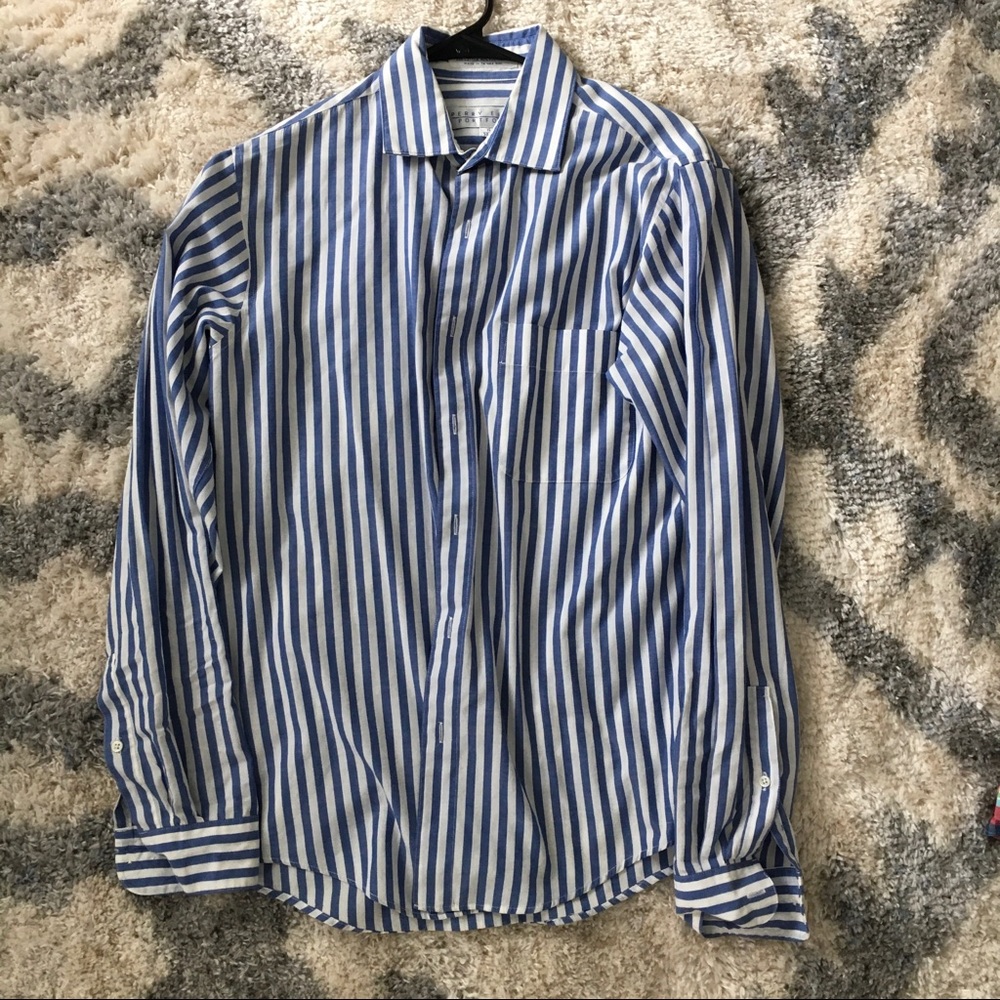 Blue and white Striped button down